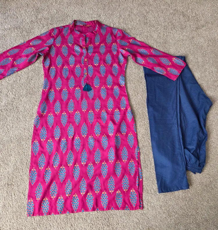 Pink & Blue Kurti Set thumbnail
