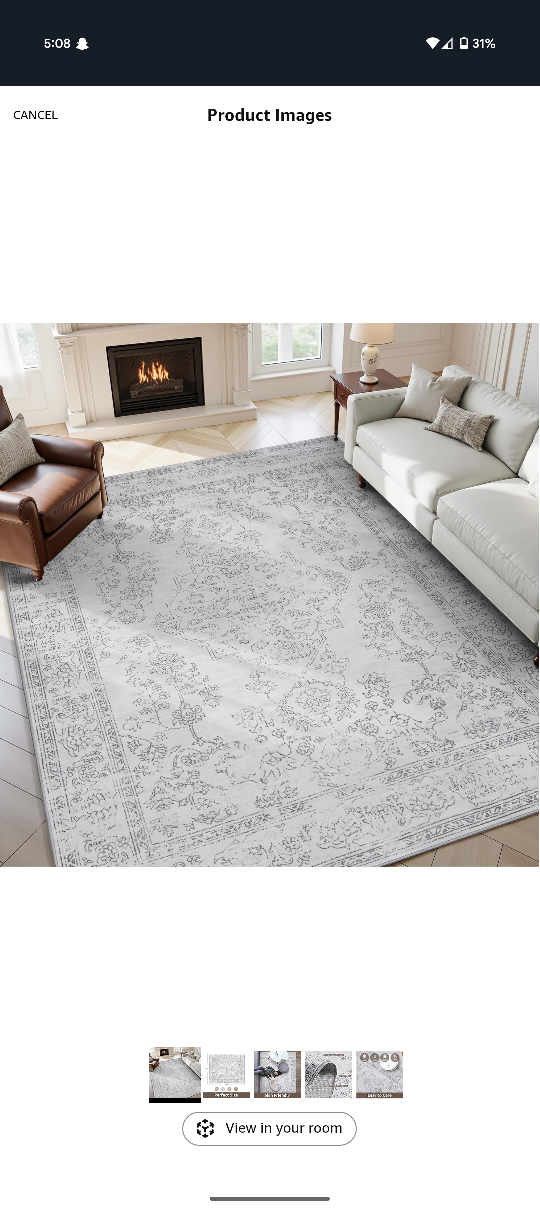 8x10 ft Area Rug - Light Grey