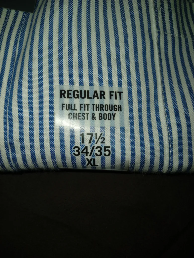Van Heusen Blue Striped Dress Shirt - 17 1/2 34/35 - XL image indicator(3)