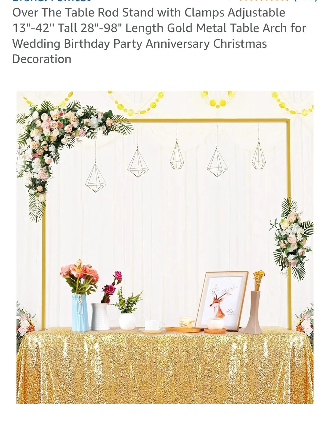 Gold Table Arch Stand for Parties & Weddings thumbnail