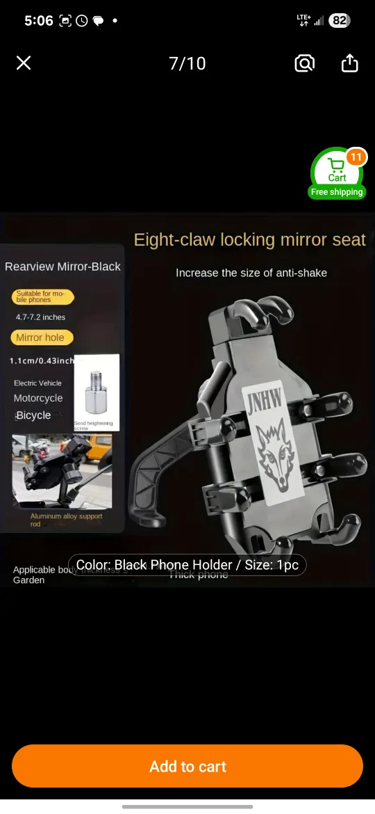 Black Motorcycle/Bike Phone Holder , pick Scarborough or oshawa thumbnail