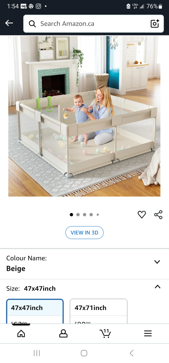 Beige Baby Playpen, 47x47 inch