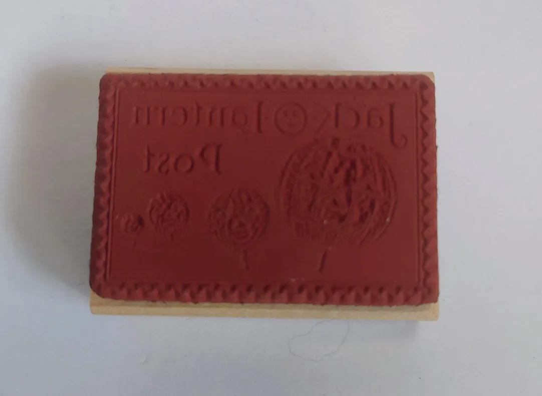 Halloween Jack-o'-lantern Postage Rubber Stamp image indicator(3)