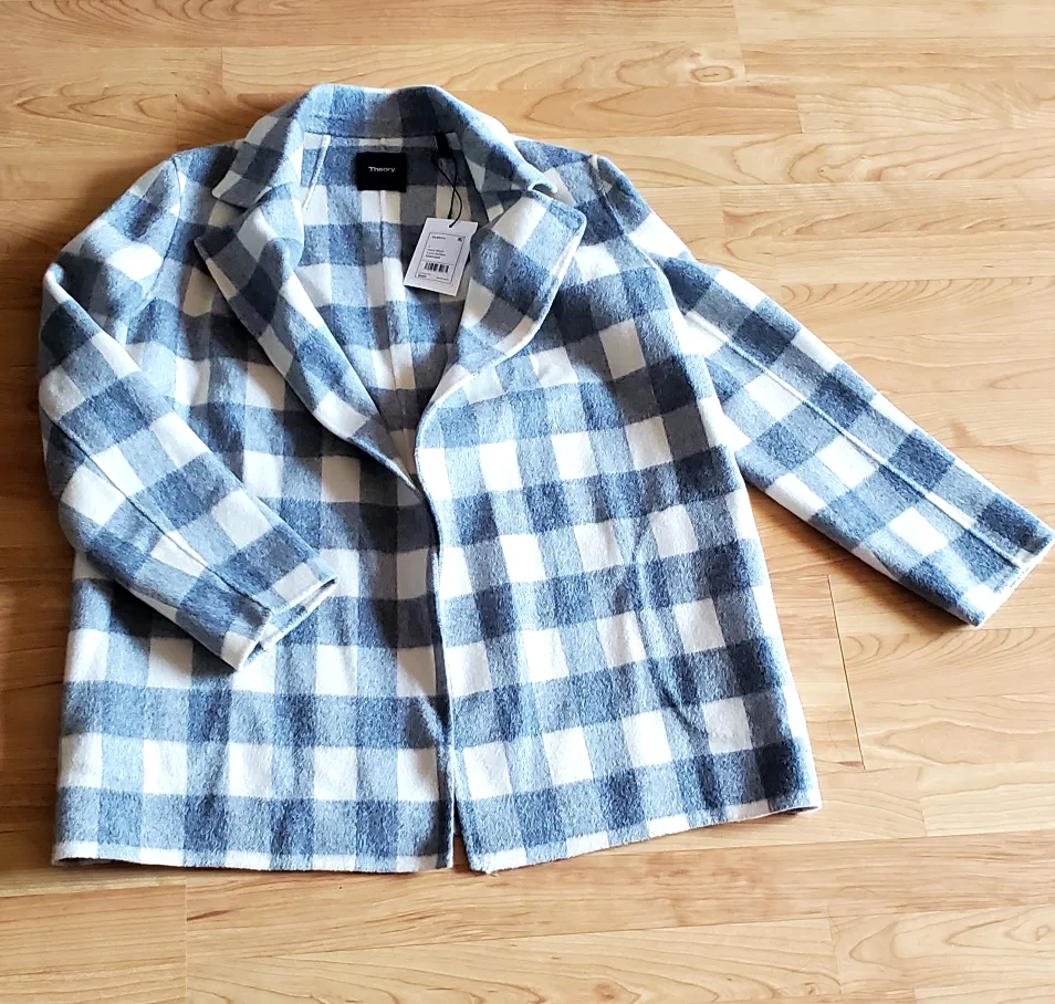 Brand new Theory wool/cashmere plaid jacket image indicator(3)