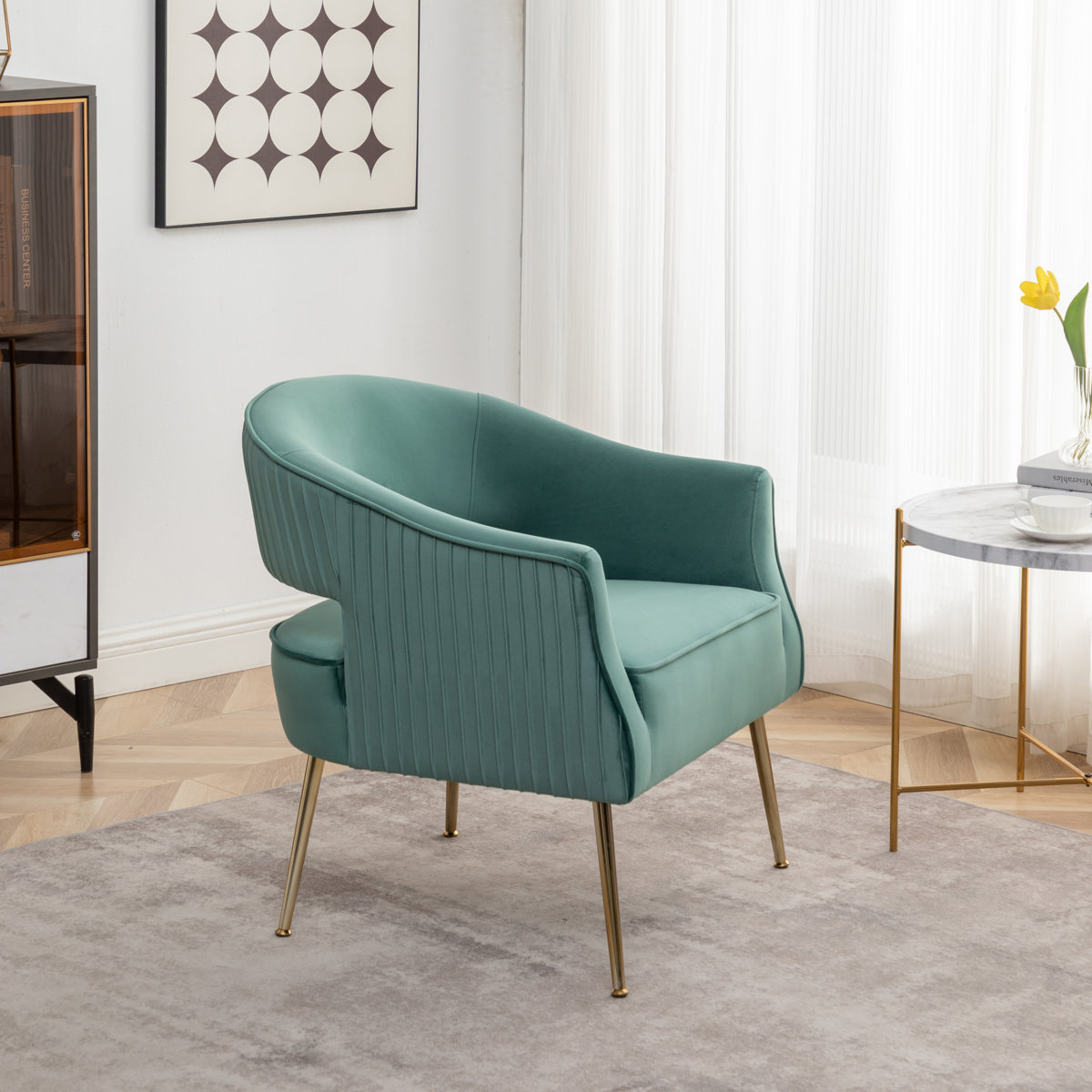 Green Velvet Accent Chair - photo 5