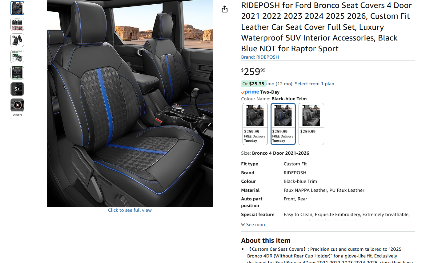 Ford Bronco Seat Covers BNIB - photo 2