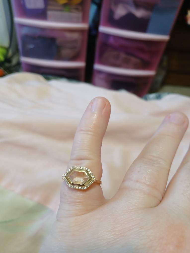 Gold-tone Ring with Hexagonal Stone