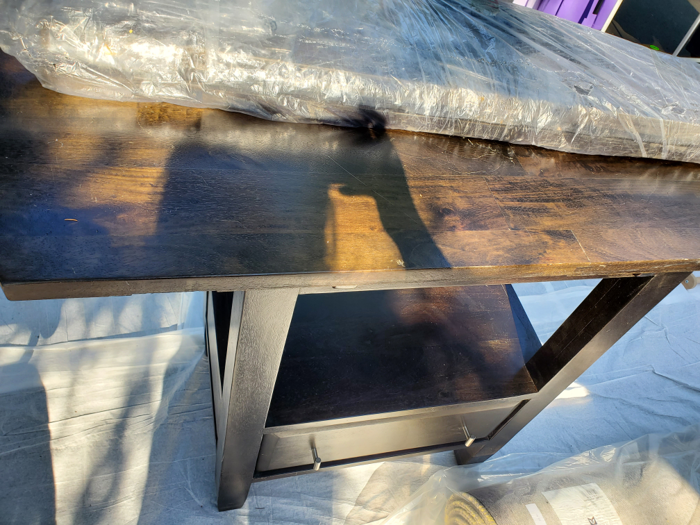 Dark Brown Wooden High Table with Drawer - photo 2