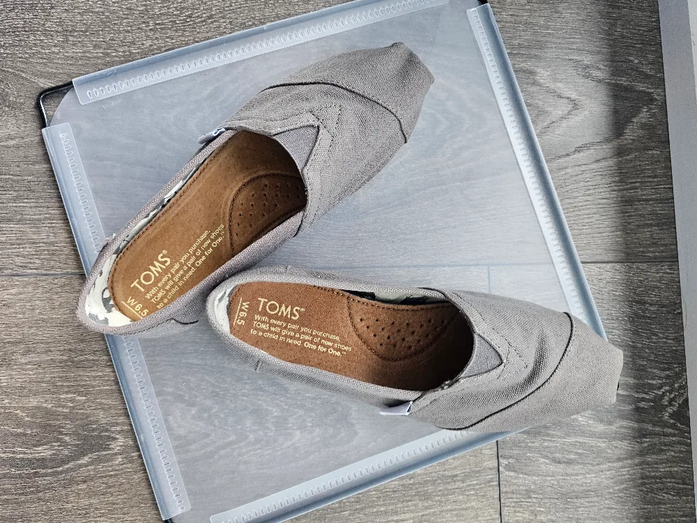 TOMS Grey Canvas Slip-On Shoes 6.5 image indicator(7)
