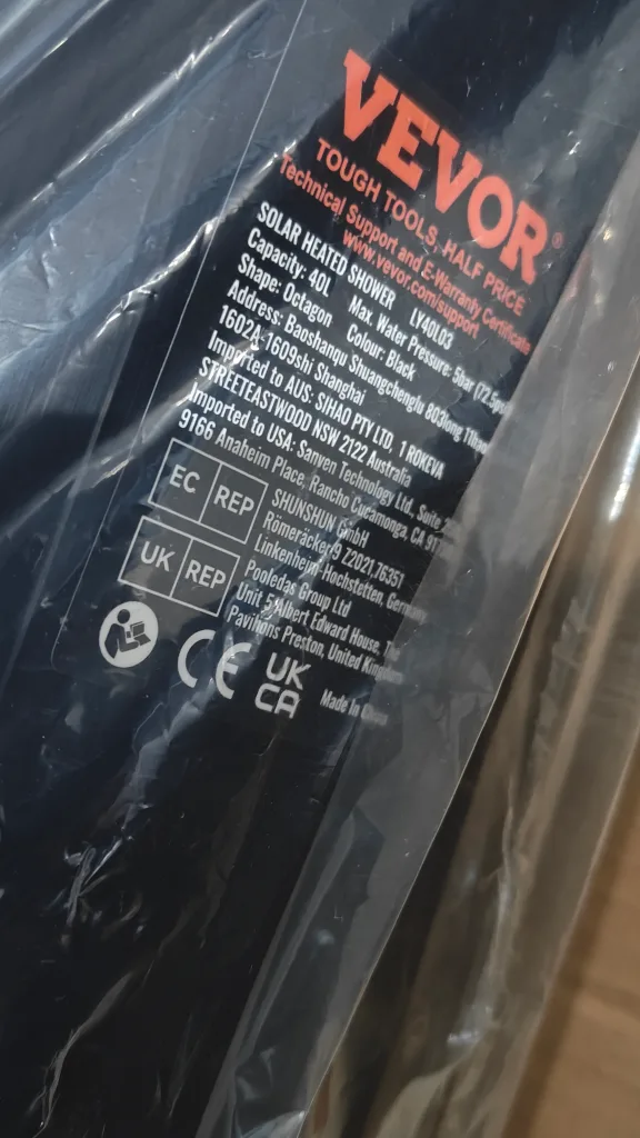 VEVOR 40L Solar Heated Shower LY40L03 image indicator(4)