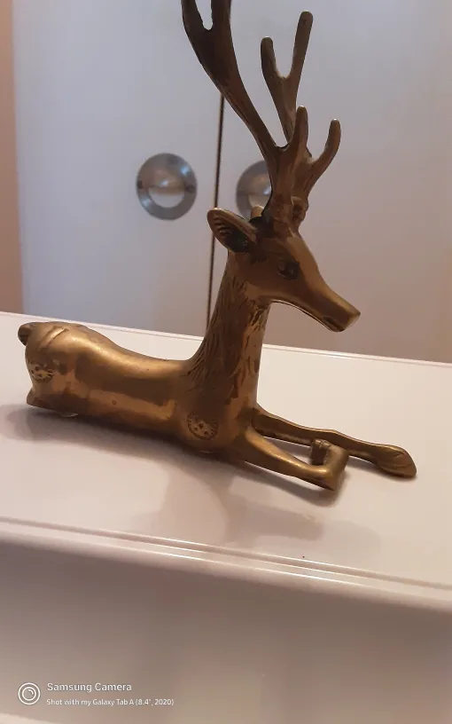 Vintage Brass Reclining Deer Figurine thumbnail