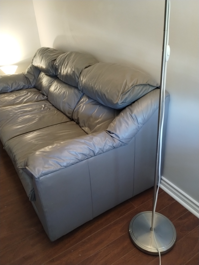 Grey Leather Sofa - Good Condition, Lightly Used - photo 3