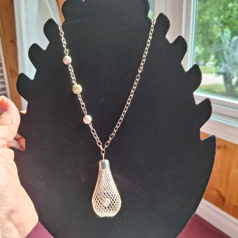 Silver Necklace with Teardrop Pendant thumbnail