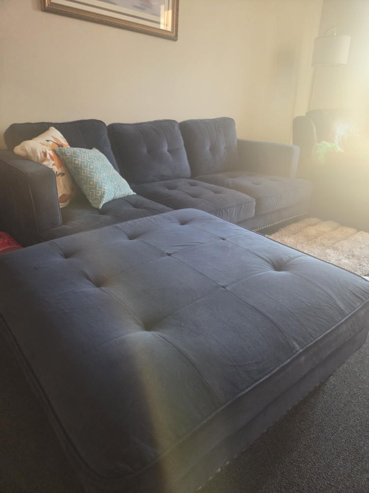 Navy Blue Sectional Couch with Ottoman - photo 2
