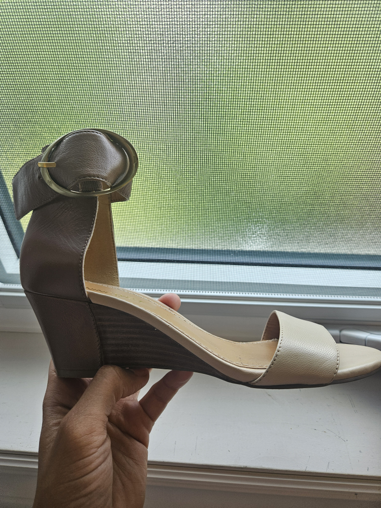 Nine West nude and brown leather wedge sandals - photo 3