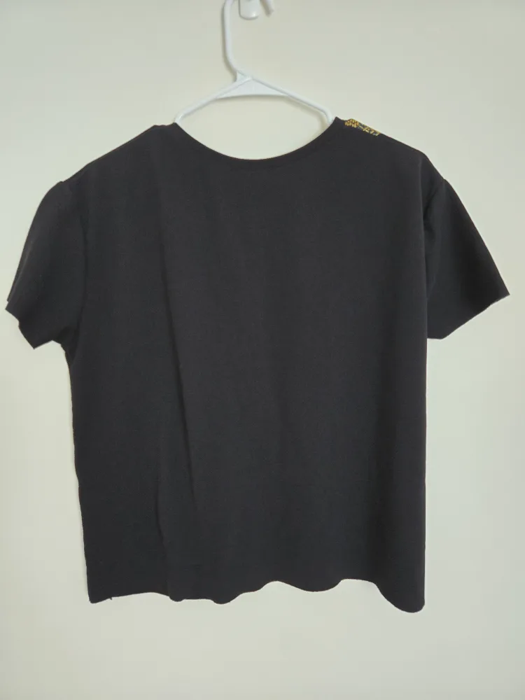 Zara Black Embellished Tee - Size S image indicator(3)