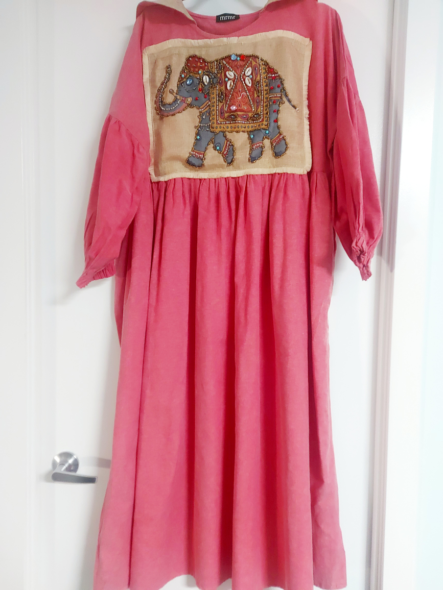 Pink Dress with Elephant Design
