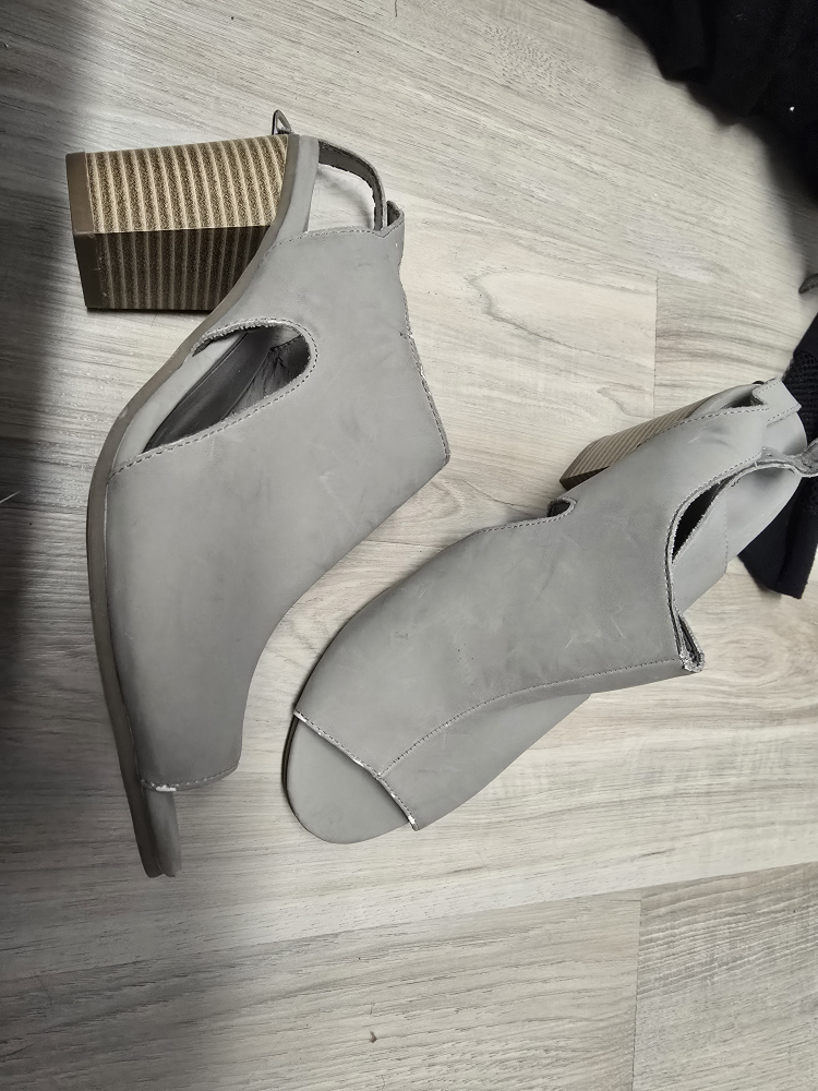 Grey Open Toe Heels