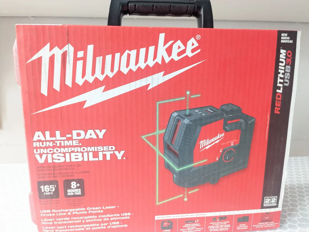 Milwaukee RECHARGEABLE Green Cross Line + Plum Points Láser thumbnail
