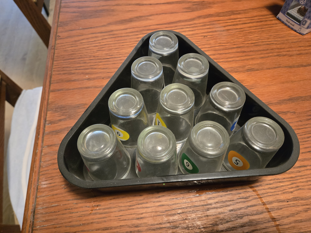 Pool Shot Glasses with Rack