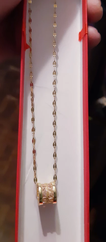Gold Tone Necklace with Pink Stone - photo 3