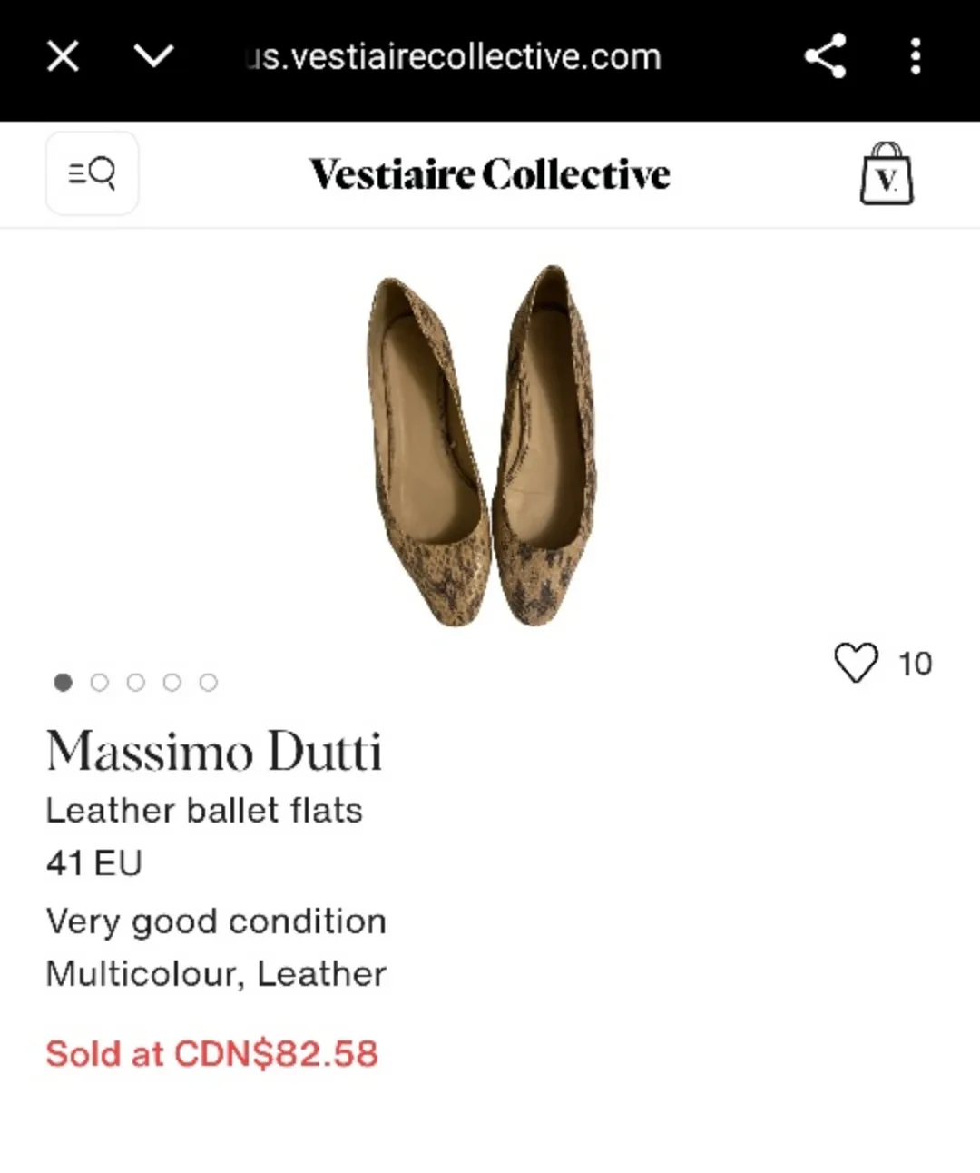 (NEW) Massimo dutti Snakeskin Print Ballet Flats image indicator(3)