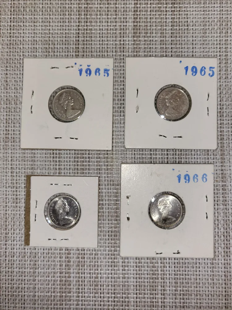 Canadian Vintage Silver Dimes- 1965 & 1966 image indicator(4)