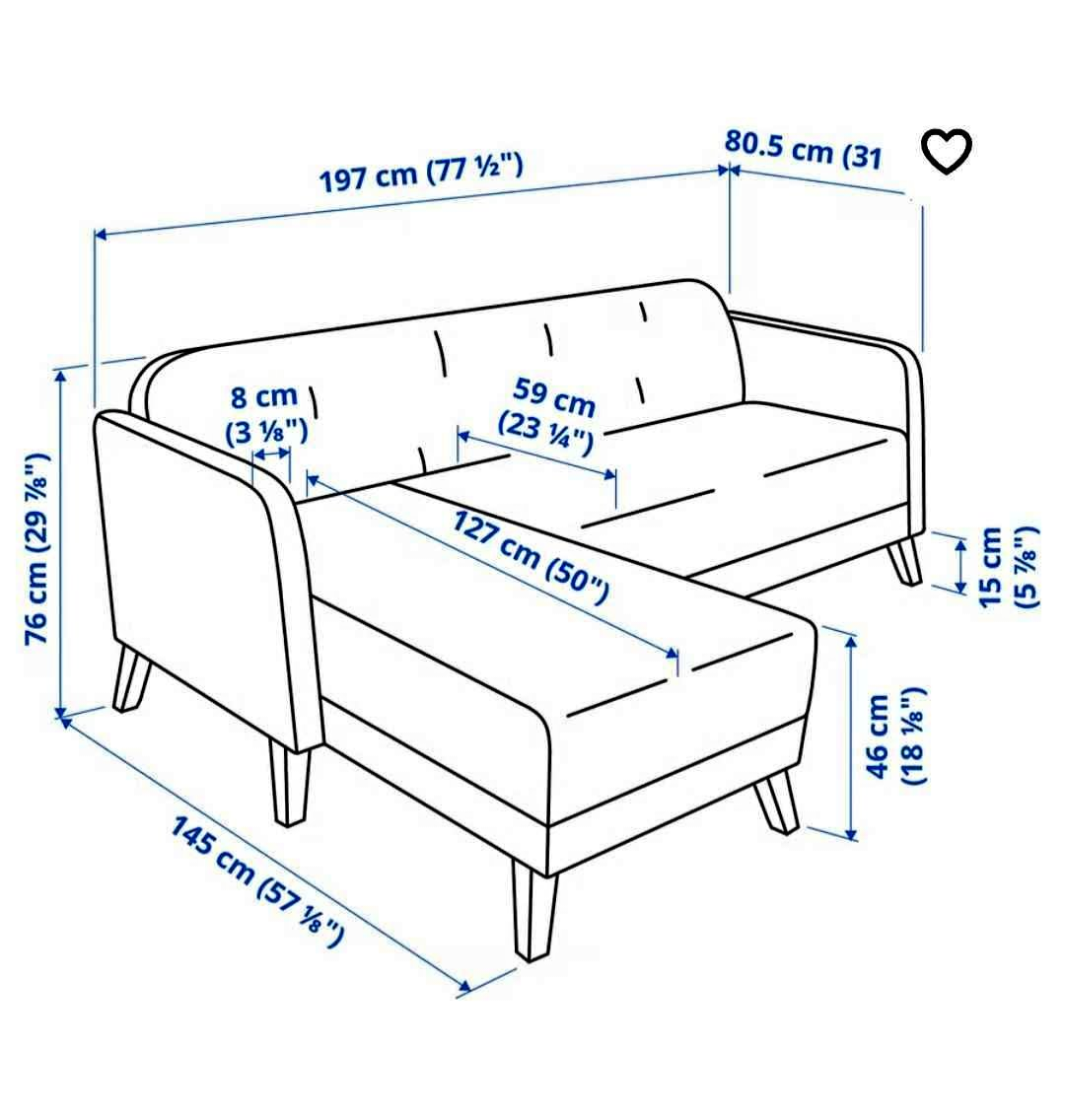 IKEA LINANÄS Dark Gray Sofa with Chaise - photo 4