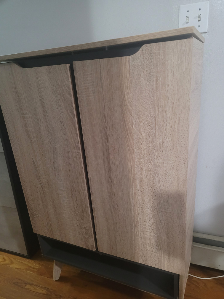 Shoe Cabinet - Light Wood & Gray - photo 3