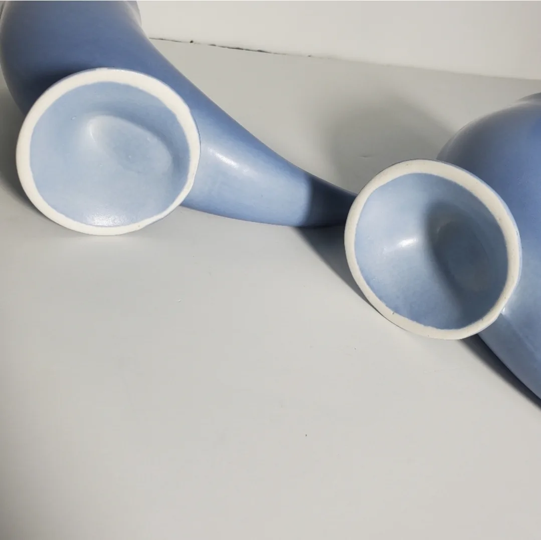 2 Vintage Tuborg Danish Mug Blue Beer Ceramic Drinking Horn image indicator(5)