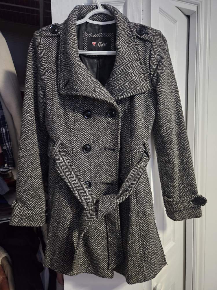 Guess Herringbone Wool Blend Trench Coat - Size S - photo 2