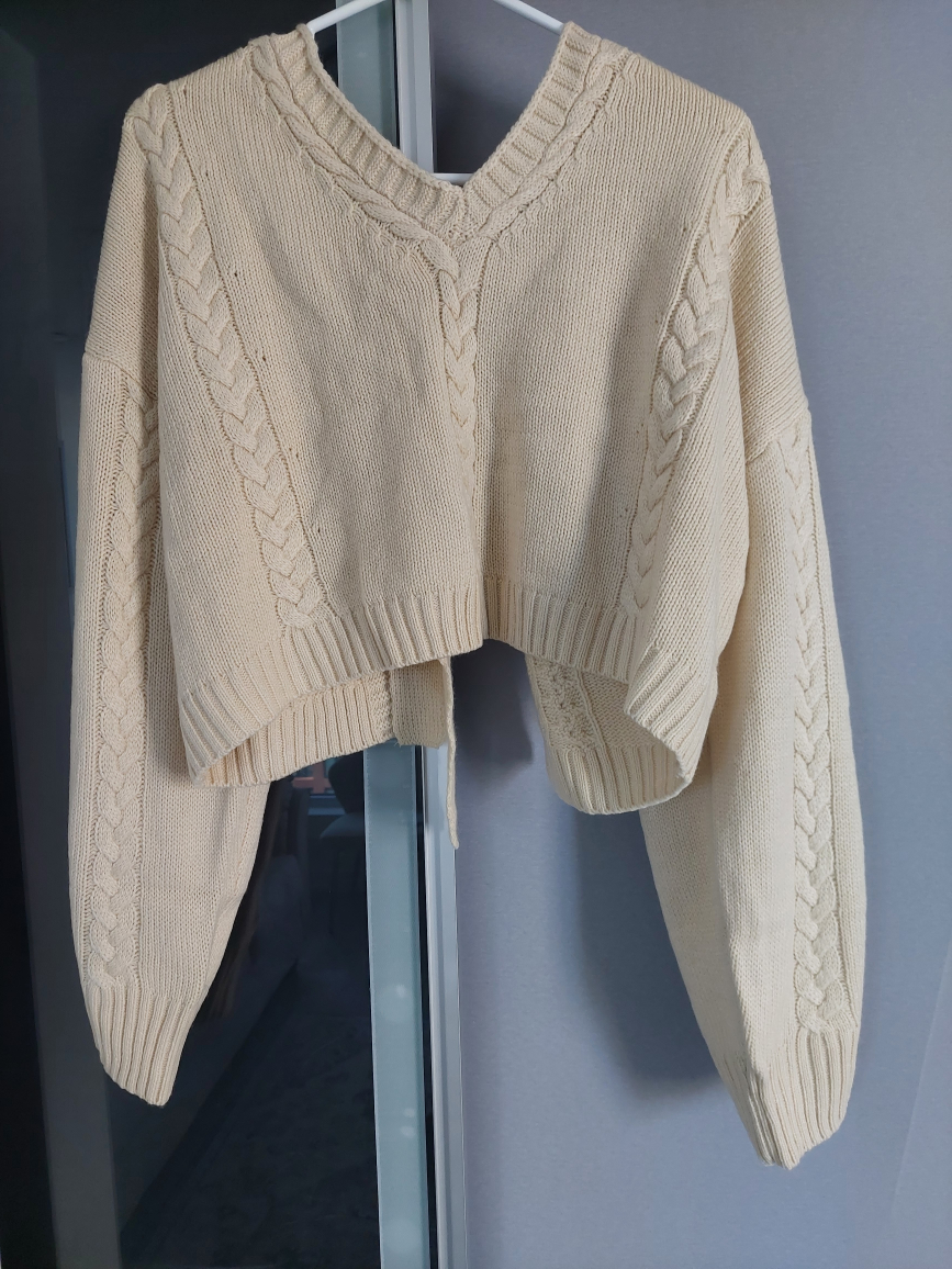 Cream Knit Cardigan Sweater
