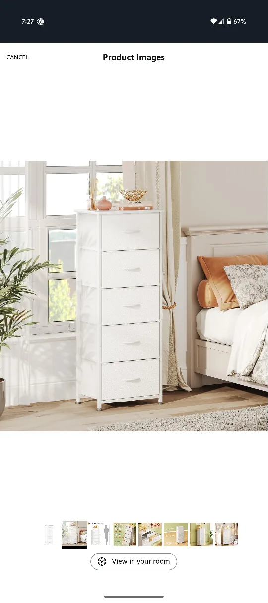 White 5-Drawer Fabric Dresser thumbnail