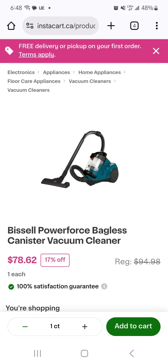 Bissell Powerforce Bagless Canister Vacuum Cleaner thumbnail