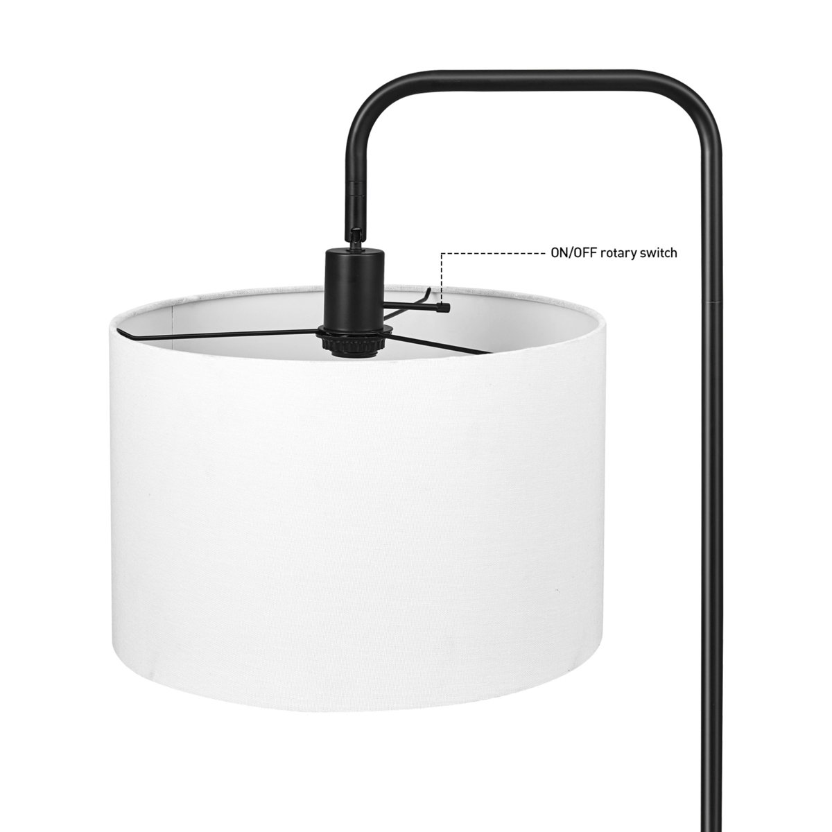 Modern Black Floor Lamp w/ White Shade - photo 3