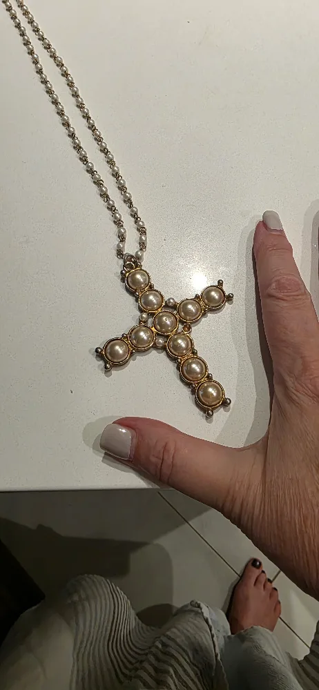 Pearl Cross Pendant Necklace thumbnail