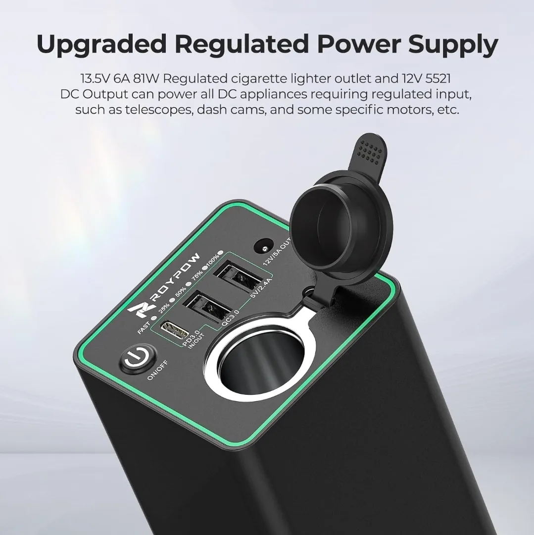 RoyPow 30W PD Power Bank with 12V Cigarette Lighter Socket image indicator(5)