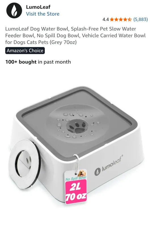 Els Pet Dog Water Bowl - Grey 70oz thumbnail