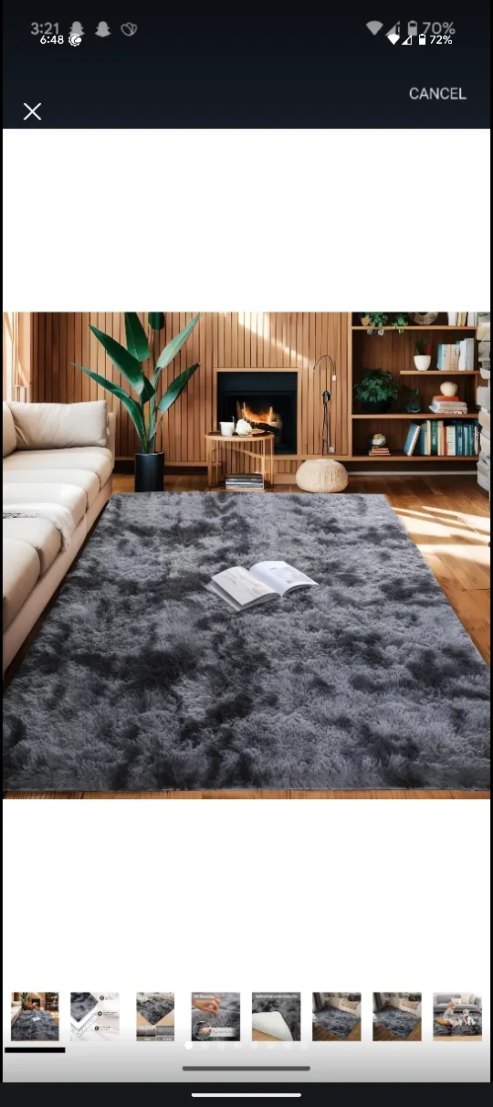 Fluffy Grey Area Rug - 8x10 thumbnail