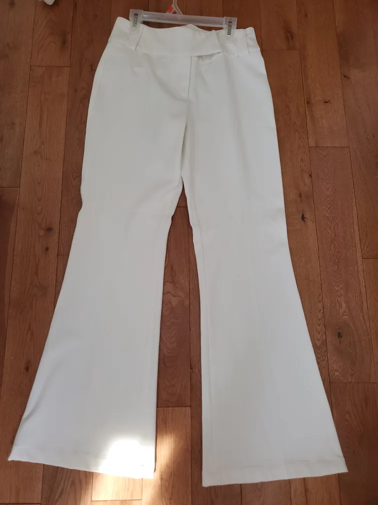 New White Flare Leg Pants thumbnail