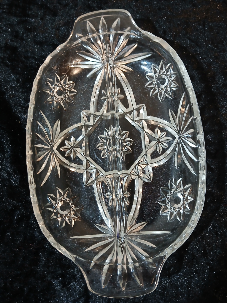 Vintage Clear Glass Divided Serving Dish