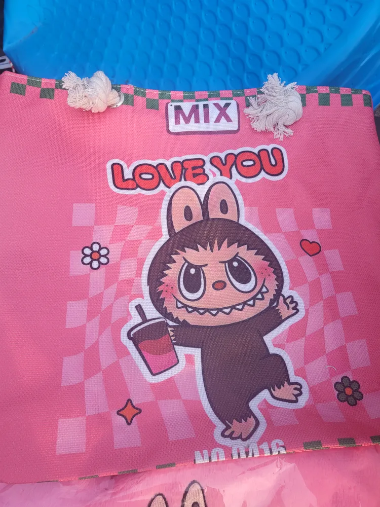 Pink 'Love You' Tote Bag Labubu thumbnail