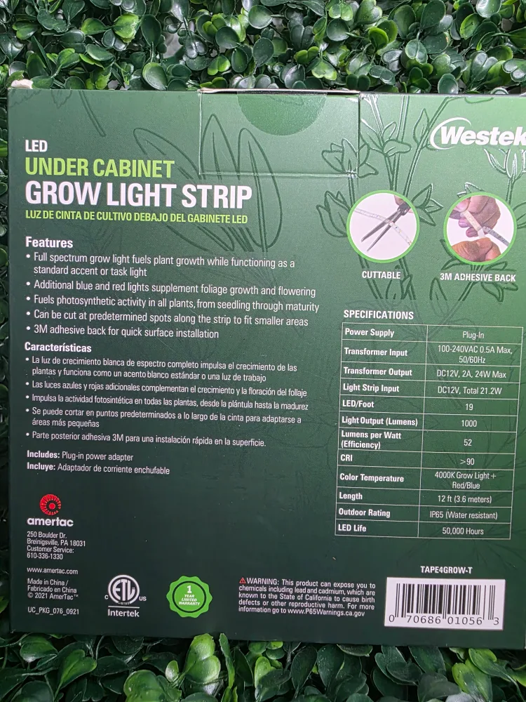 Westek LED Under Cabinet Grow Light Strip - 12 ft image indicator(3)
