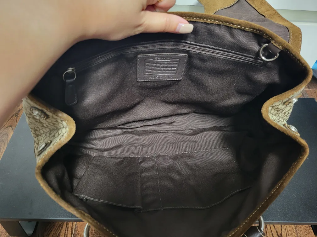 Coach Signature Brown Suede Satchel image indicator(7)