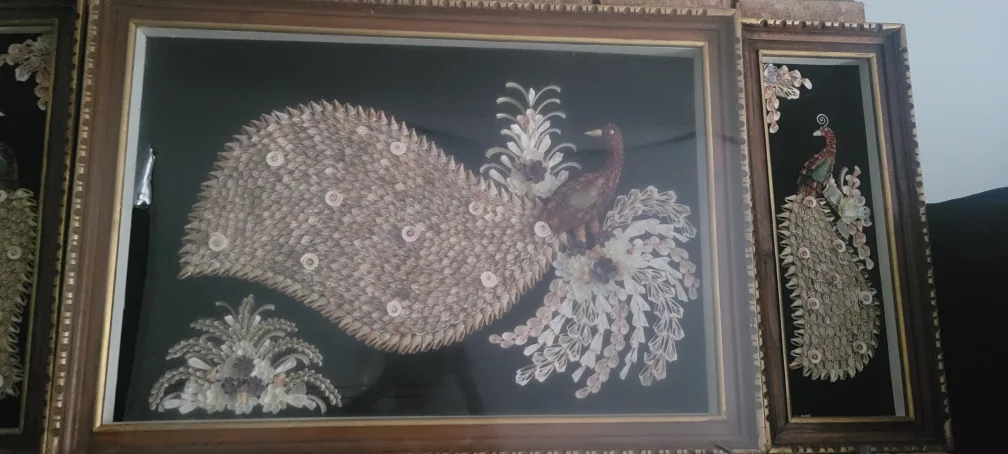 Vintage Peacock Shell Art Picture Frames (Set of 3) image indicator(3)