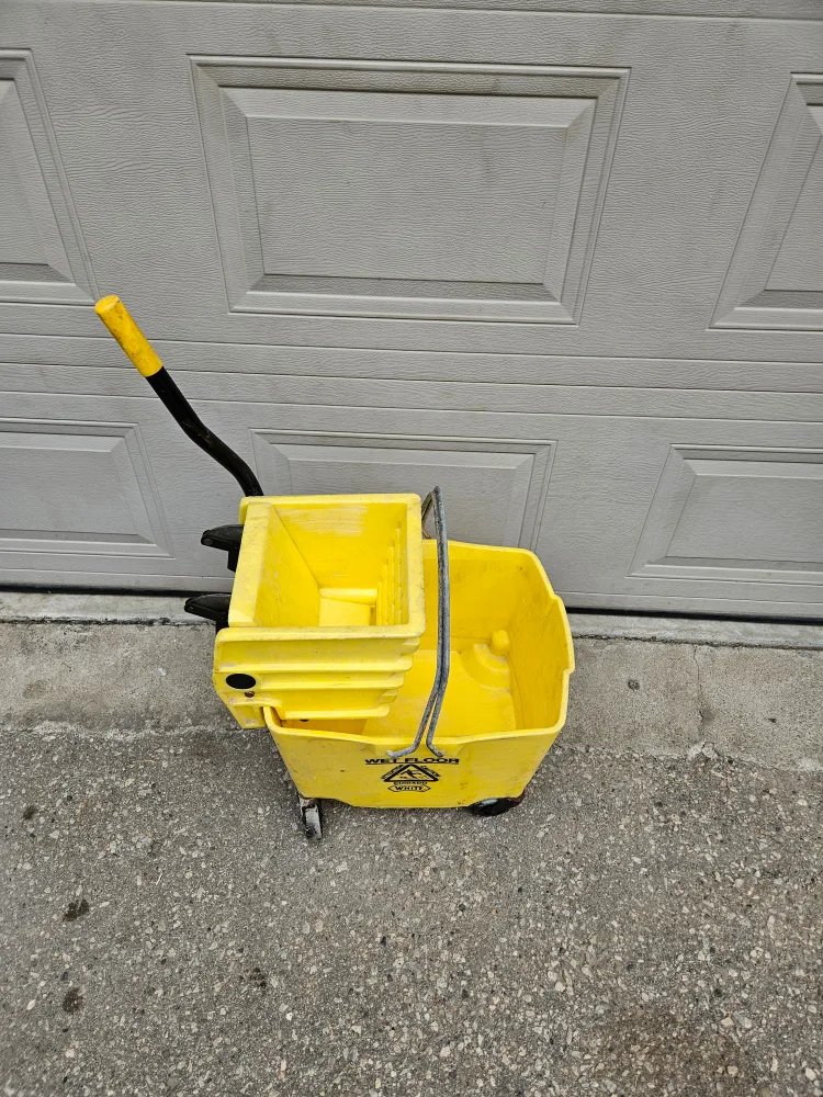 Yellow Wet Floor Mop Bucket with Wringer thumbnail