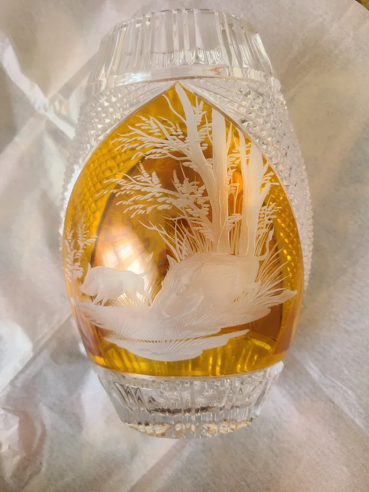 Vintage ACC Handmade cut Crystal Vase - Poland thumbnail