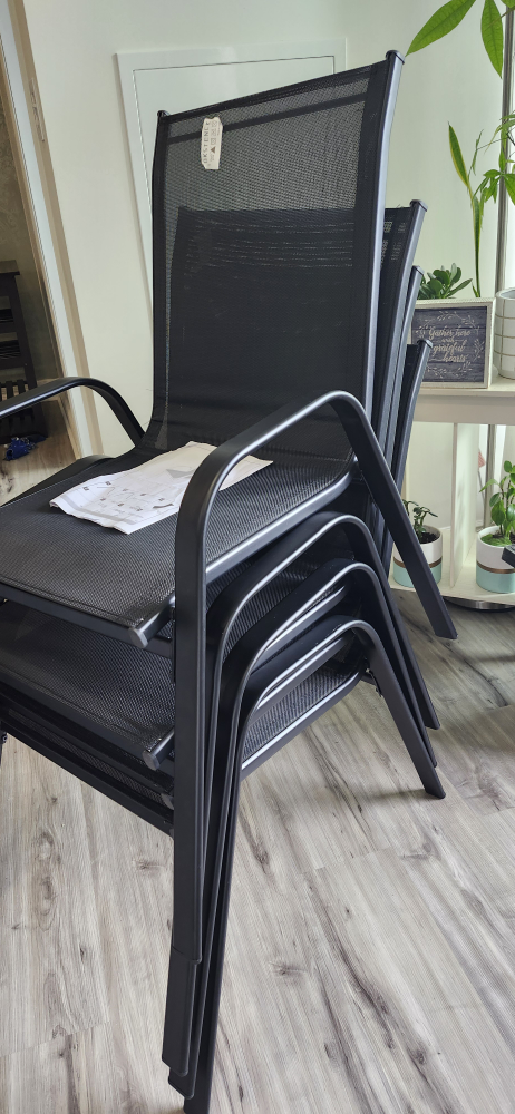 Set of 4 Black Mesh Patio Chairs