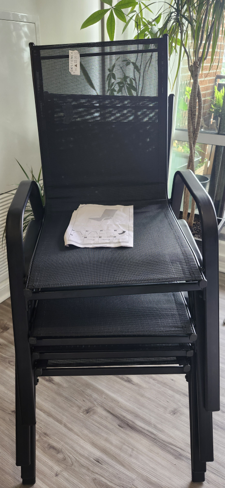 Set of 4 Black Mesh Patio Chairs - photo 2