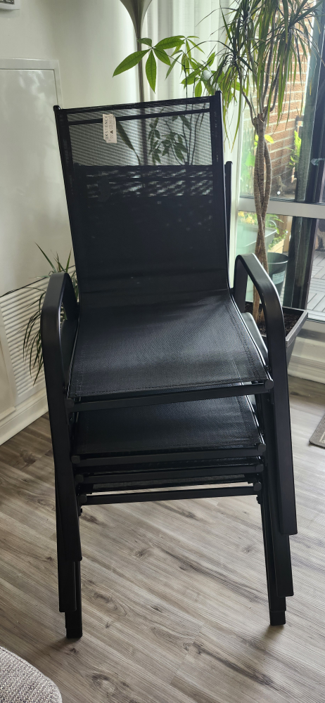 Set of 4 Black Mesh Patio Chairs - photo 3